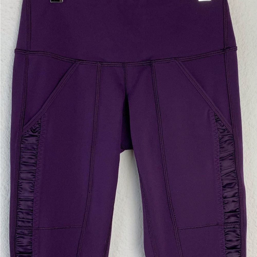 Lululemon Purple Side Gathered Satin Detail Leggings Sz 2 - Picture 3 of 13